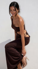 Valezza Cut Out Maxi Dress - Brown