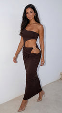 Valezza Cut Out Maxi Dress - Brown