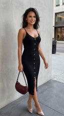 Skylen Ribbed Midi Dress - Black