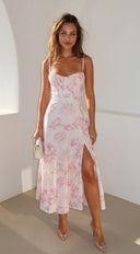 Pink Riviera Floral Midi Dress - Pink