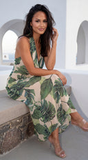 Palm Glow Tropical Print Maxi Dress - Green Multi