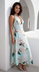 Corlina Floral Maxi Dress - Mint Blue