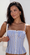 Harbor Pinstripe Corset Cami Top - Blue