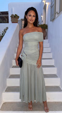 Anastia One Shoulder Maxi Dress - Sage Green