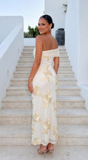 Dreams One Shoulder Floral Maxi Dress - Yellow