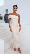 Dreams One Shoulder Floral Maxi Dress - Yellow