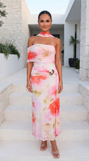 Mode Floral Maxi Dress - Pink Multi