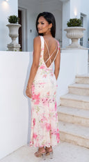Blush Petal Floral Drape Maxi Dress - Pink Multi
