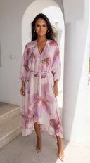 Drift Away Floral Cover Up Midi Dress - Pink Multi