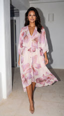 Drift Away Floral Cover Up Midi Dress - Pink Multi