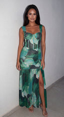 Floral Escape Maxi Dress - Green Multi