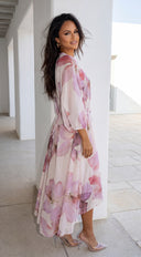 Drift Away Floral Cover Up Midi Dress - Pink Multi