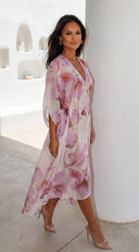 Drift Away Floral Cover Up Midi Dress - Pink Multi