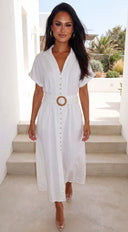 Harbor House Midi Dress - Ivory White