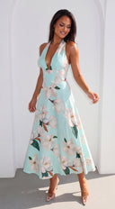 Corlina Floral Maxi Dress - Mint Blue