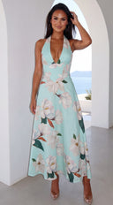 Corlina Floral Maxi Dress - Mint Blue