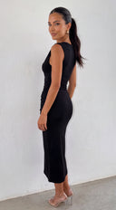 Seranova Ring Detail Midi Dress - Black