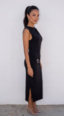 Seranova Ring Detail Midi Dress - Black