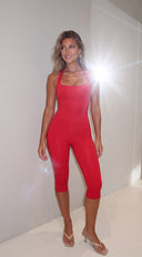Aura Capri Jumpsuit - Red
