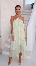Isadoria Tiered Ruffle Maxi Dress - Sage Green