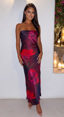 Bloom Veil Floral Strapless Maxi Dress - Black Multi