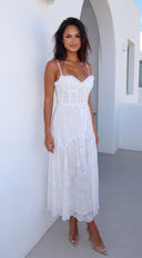 Liella Lace Trim Maxi Dress - Off White