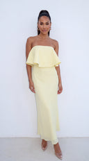 Luma Ruffle Strapless Maxi Dress - Yellow