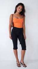 Joa Side Tie Capri Leggings - Black