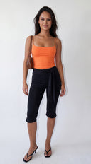 Joa Side Tie Capri Leggings - Black