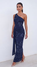 Virelle Embroidered Cutout Maxi Dress - Navy Blue