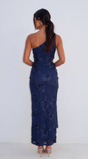 Virelle Embroidered Cutout Maxi Dress - Navy Blue