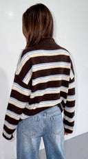 Cressa Stripe Knit Cardigan - Brown Multi
