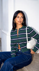 Rovena Stripe Knit Cardigan - Green Multi