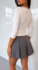 Ravelle Pleated Mini Skort - Gray