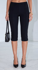 Zavina Side Slit Capri Pants - Black