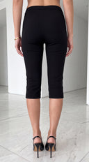 Zavina Side Slit Capri Pants - Black