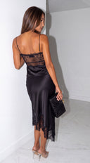 Solvaya Satin Lace Set - Black