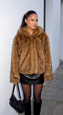 Mavelle Faux Fur Hooded Jacket - Brown