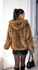 Mavelle Faux Fur Hooded Jacket - Brown