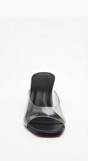 Victoria Clear Strap Mule Heels - Black