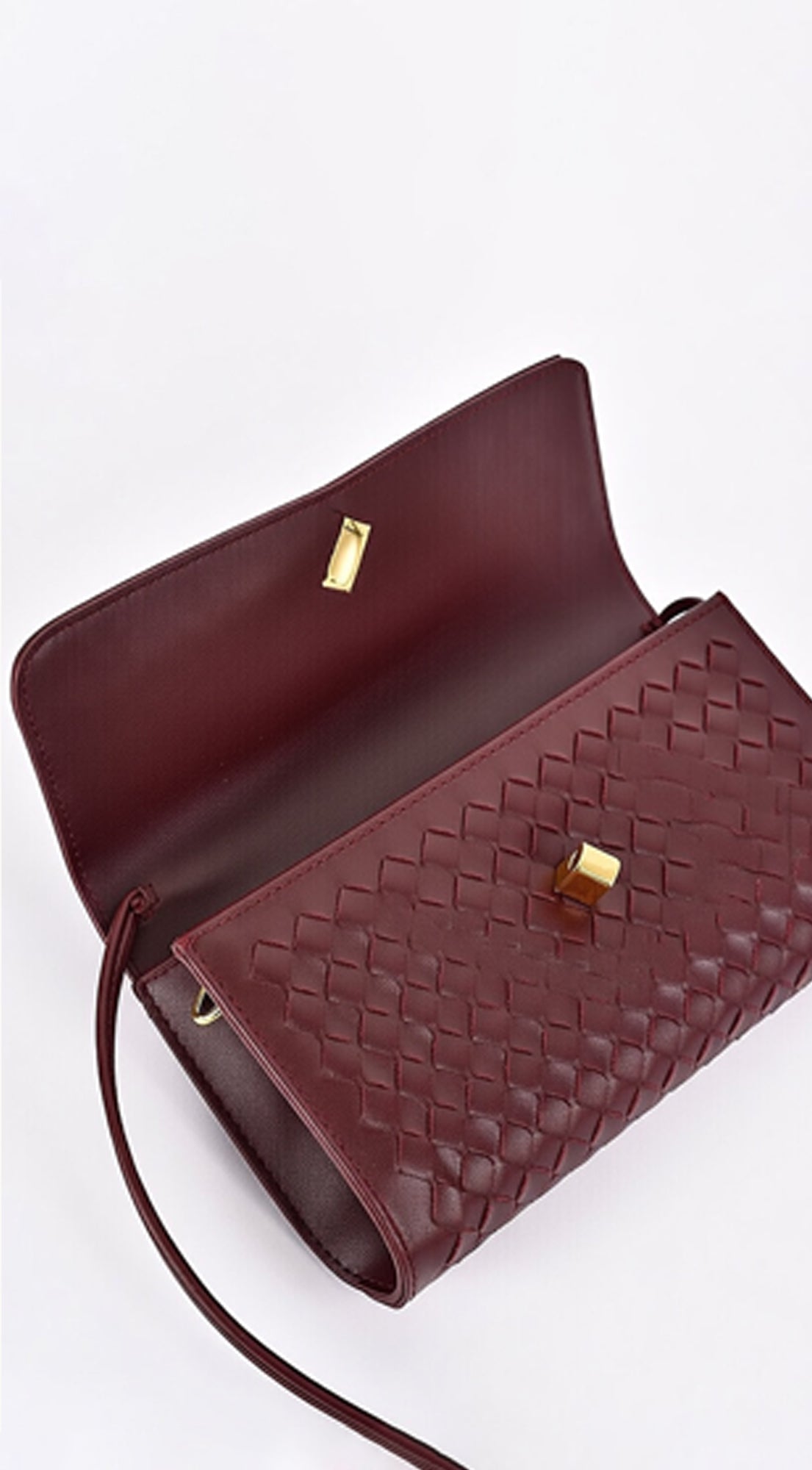 Milano Woven Clutch Handbag - Burgundy