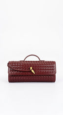 Milano Woven Clutch Handbag - Burgundy