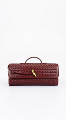 Milano Woven Clutch Handbag - Burgundy