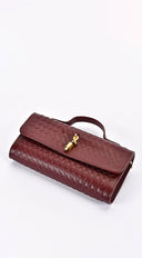 Milano Woven Clutch Handbag - Burgundy
