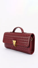 Milano Woven Clutch Handbag - Burgundy