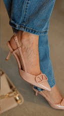 Paulina Sling back Kitten Heel - Beige