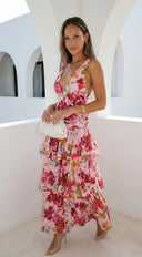 Aurelisse Floral Ruffled Maxi Dress - Pink
