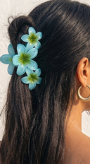 Tropical Plumeria Flower Claw Clip - Blue