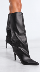 Livia Knee-High Pointed Toe Boots - Black