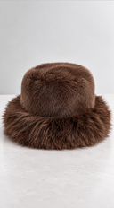Rena Faux Fur Bucket Hat - Brown